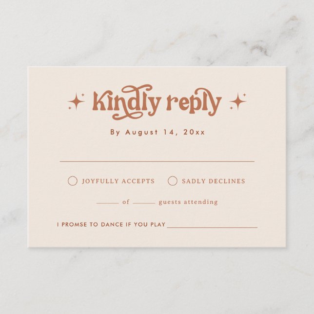 Convite de casamento Retro, Terracotta Boho (Frente)