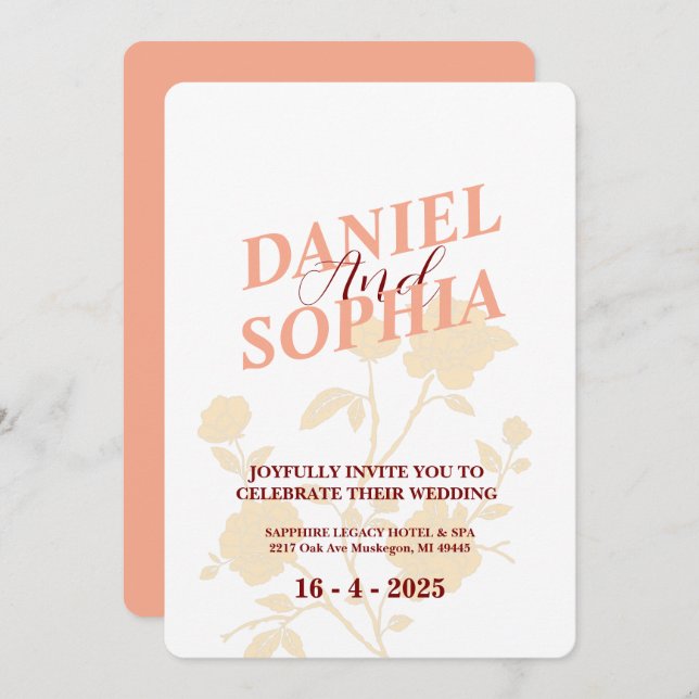 Convite de casamento retrô White (Frente/Verso)