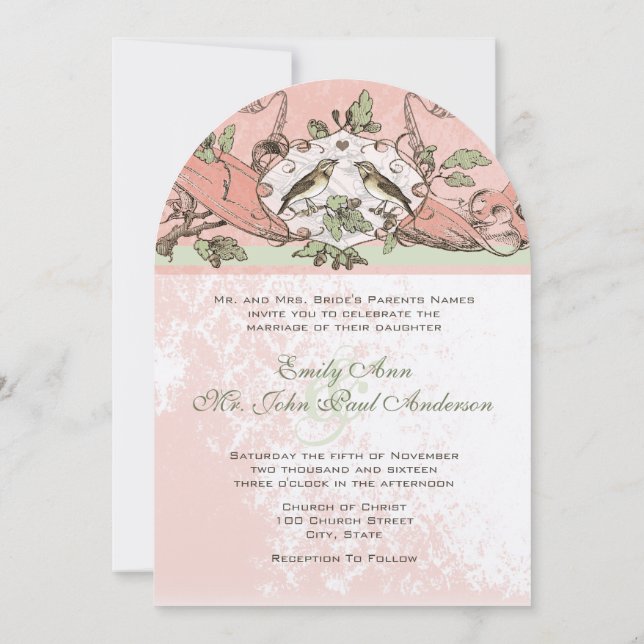 Convite de Casamento Rolo de Árvore de Pêssego de  (Verso)