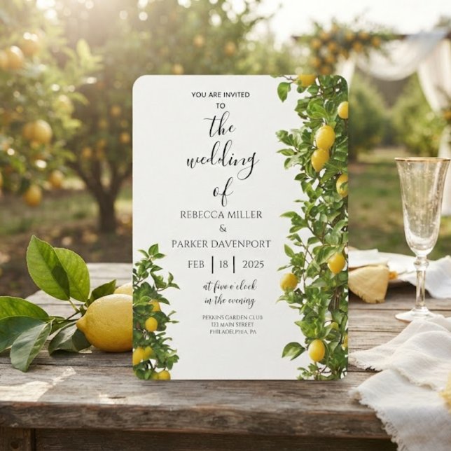 Convite de Casamento Romance do Pomar de Limão (Criador carregado)