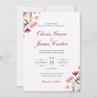 Convite de Casamento Romance Flor Silvestre | Flor