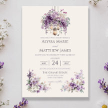 Convite de Casamento Romance Jardim de Lilás Lante