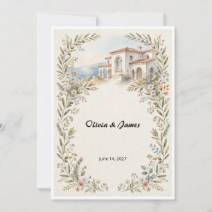 Convite de Casamento Romance Mediterrâneo