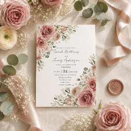 Convite de Casamento Romance Rosa Empoeirada