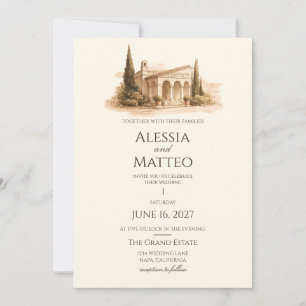 Convite de Casamento Romance Vila Toscana