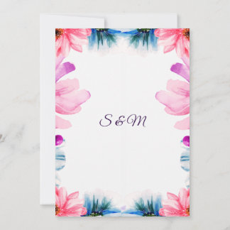 Convite de Casamento Romântico Blush & Azul 