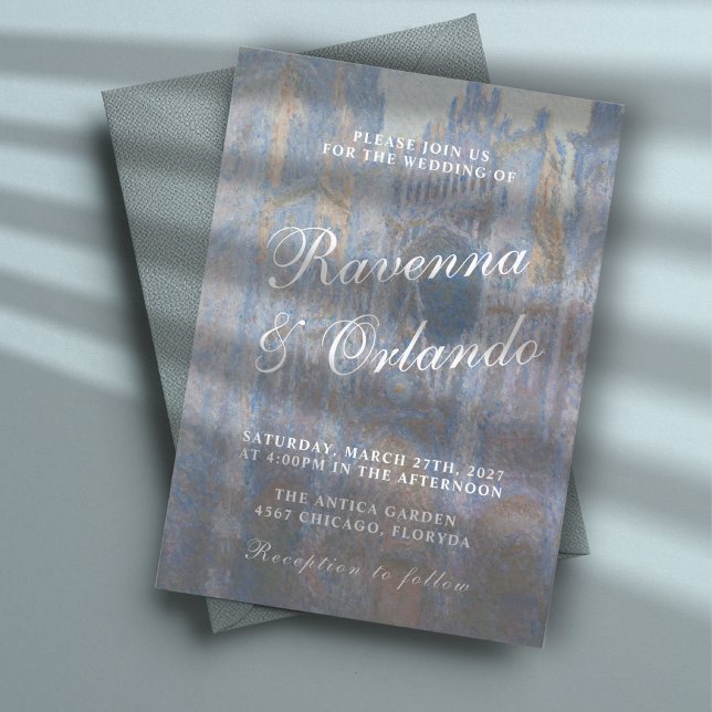Convite de Casamento Romântico Catedral de Rouen d (Criador carregado)