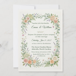 Convite de Casamento Romântico com Aquarela de Flo