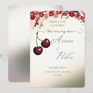 Convite de Casamento Romântico com Frutas Cereja R