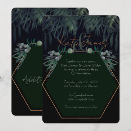 Convite de Casamento Romântico com Ilustrações de
