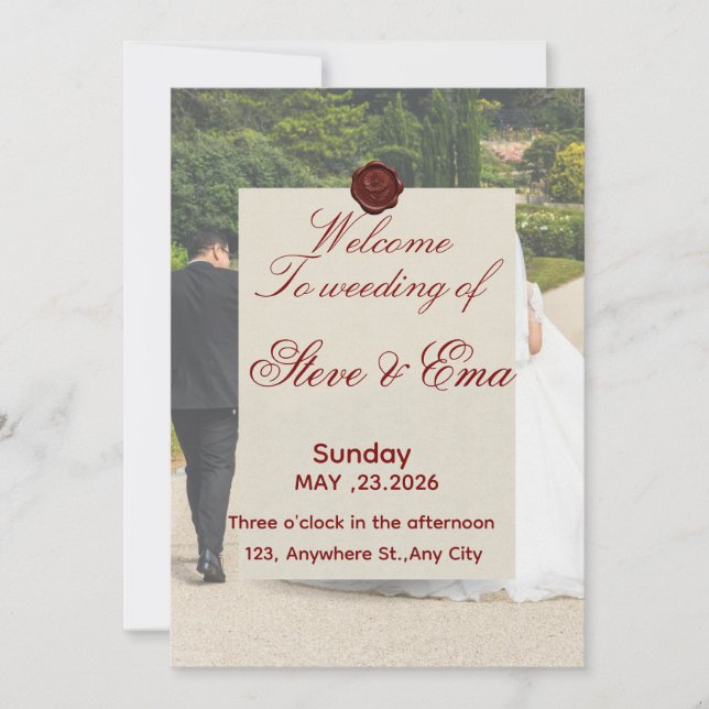 Convite de Casamento Romântico e Bonito | Elegant  (Frente)