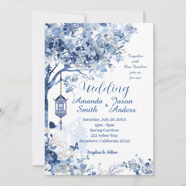 Convite de Casamento Romântico e Sofisticado com I (Frente)