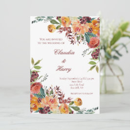 Convite de casamento romântico floral colorido