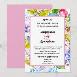 Convite de Casamento Romântico Floral Rosa Moderno