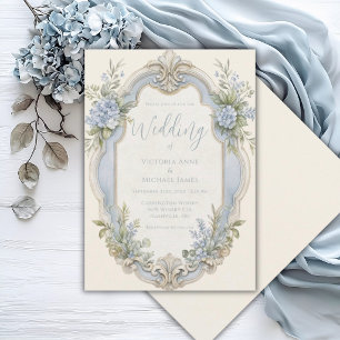 Convite de Casamento Romântico Floral Vintage Eleg