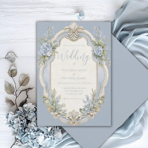 Convite de Casamento Romântico Floral Vintage Eleg