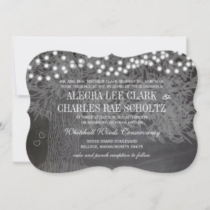 Convite de Casamento Romântico Floresta Quadro-Neg