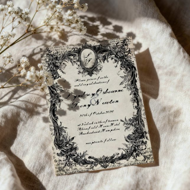 Convite de Casamento Romântico Gótico Sombrio (Criador carregado)
