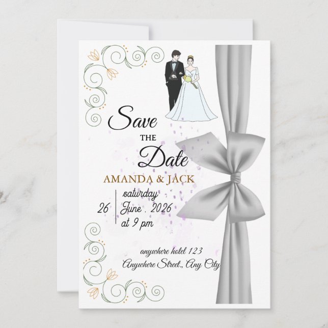 Convite de Casamento Romântico Moderno (Frente)