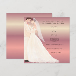 Convite de Casamento Romântico Moderno   Rosa do P