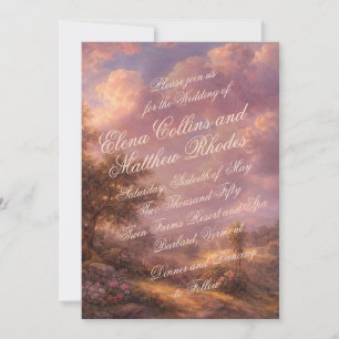 Convite de Casamento Romântico Paisagem do Pôr do