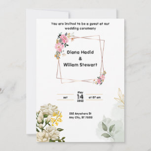 Convite de Casamento Rosa