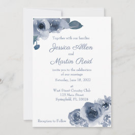 Convite de Casamento Rosa Azul