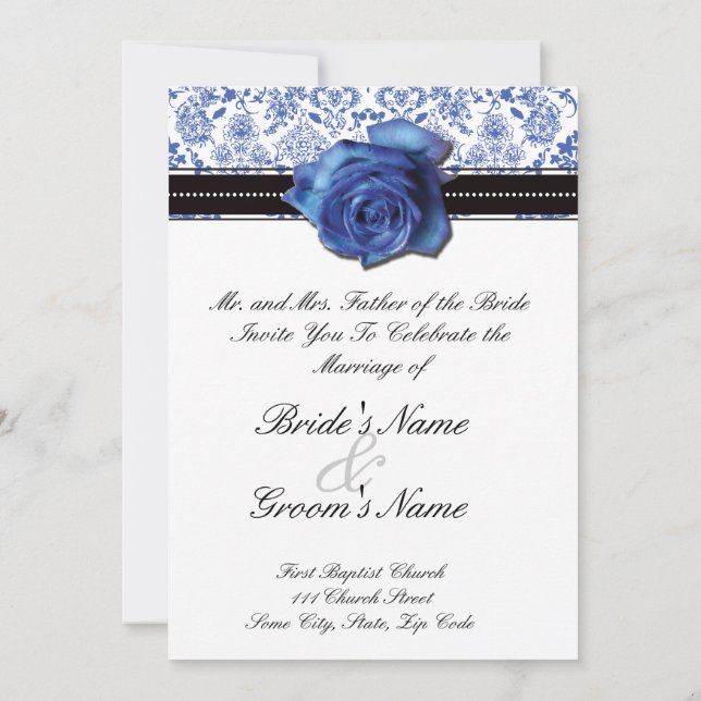 Convite de Casamento Rosa Azul (Verso)