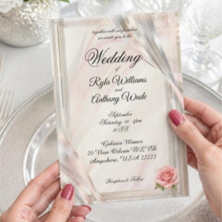 Convite de Casamento Rosa Bege Elegante