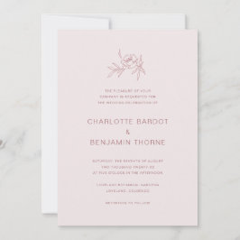 Convite de Casamento Rosa Bege Elegante
