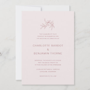 Convite de Casamento Rosa Bege Elegante