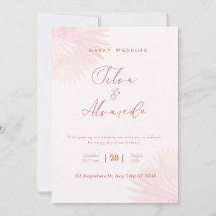 🌸 Convite de Casamento Rosa Bege Romântico