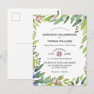 Convite de casamento rosa bonito Primavera branco