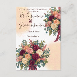 Convite de Casamento Rosa Burgundy & Creme Românti
