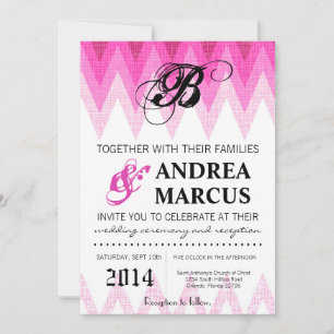 Convite de Casamento Rosa Chevron 5x7