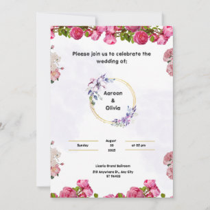 Convite de Casamento Rosa com Aquarela Estética