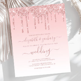 Convite de Casamento Rosa com Brilho Pingando Orça