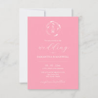 Convite de Casamento Rosa com Código QR