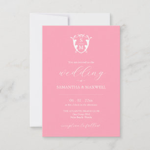 Convite de Casamento Rosa com Código QR