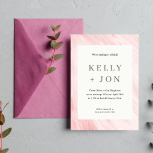 Convite de Casamento Rosa com Fronteira de Pele