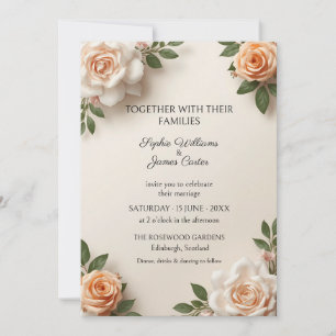 Convite de Casamento Rosa Creme Pêssego