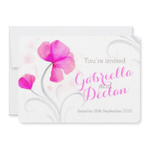 Convite de casamento rosa de flor silvestre de aqu