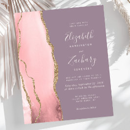 Convite de Casamento Rosa Dourado Ágata Mauve Orça