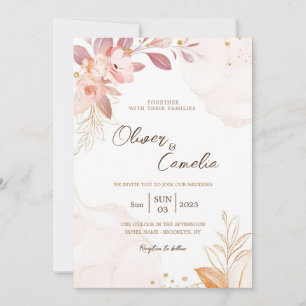 convite de casamento rosa e marrom
