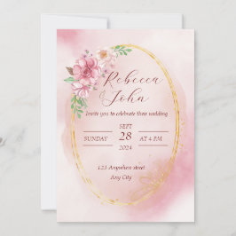 Convite de casamento rosa elegante