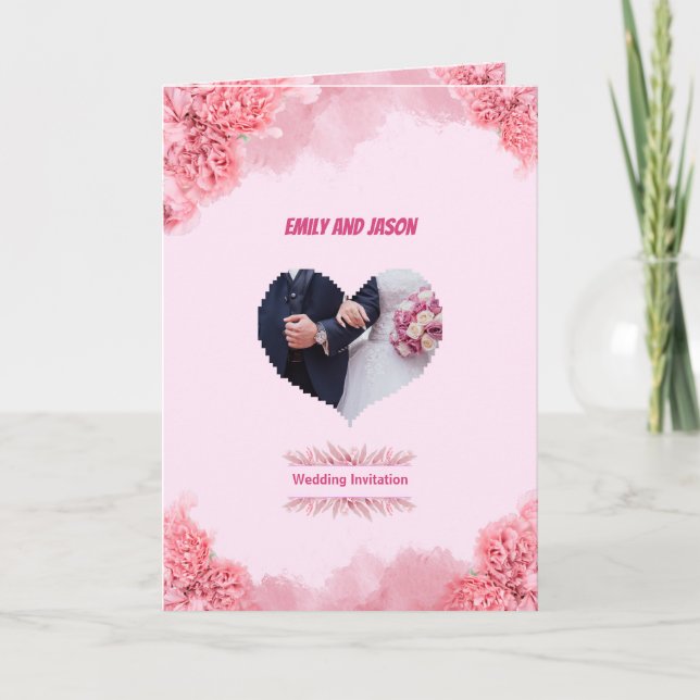 Convite de casamento rosa elegante (Frente)