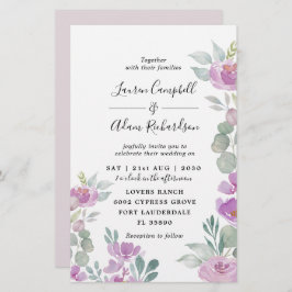 Convite de casamento Rosa Eucalyptus Com Aquarela