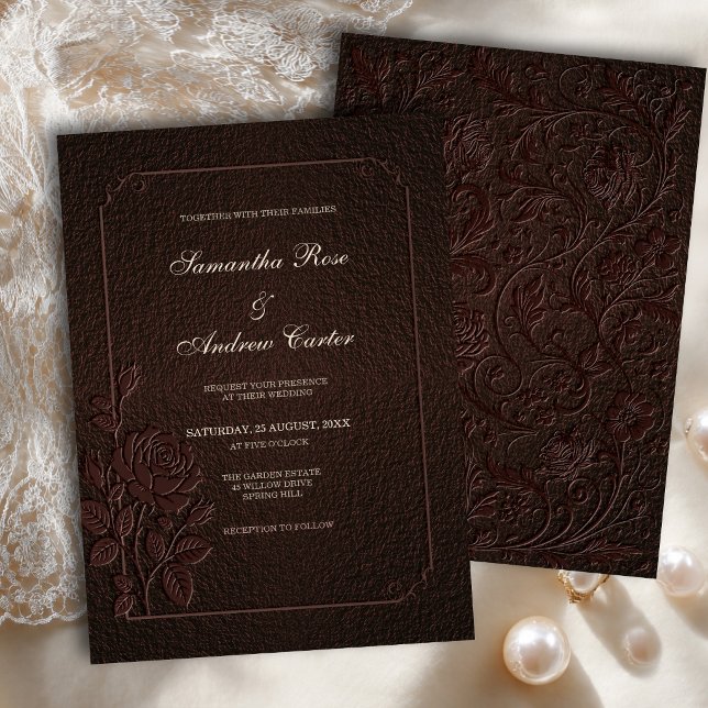 Convite de Casamento Rosa Expresso Escuro (Criador carregado)