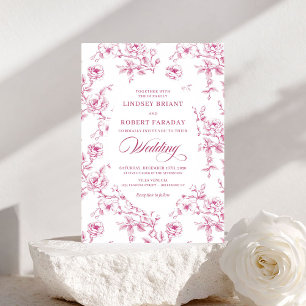 Convite de Casamento Rosa França Elegante Bege