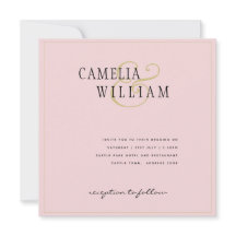 Convite de Casamento Rosa Moderno Acanhado